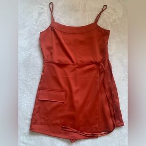 Romper set shorts with a skirt cover red
